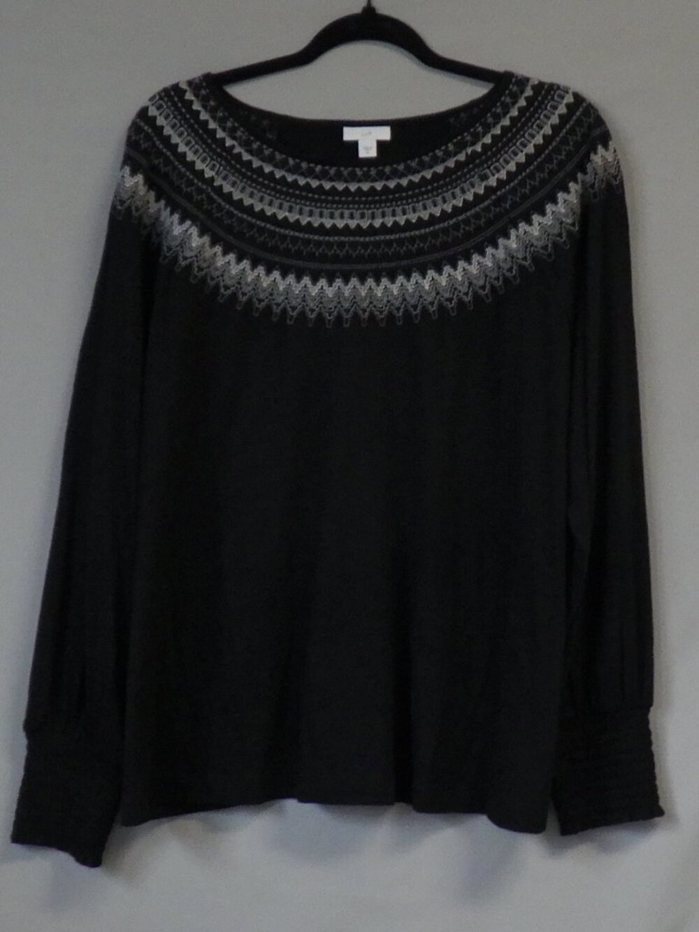 J Jill Fair Isle Embroidered Top